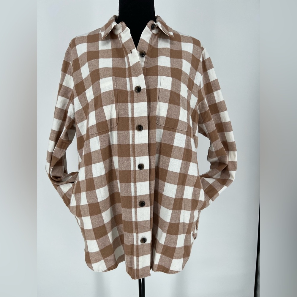 J. CREW FLANNEL SHIRT NWT‎ WITH HAND POCKETS, SOFT & COMFY WARMTH, BUTTON DOWN